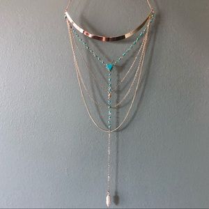 Long layered turquoise necklace